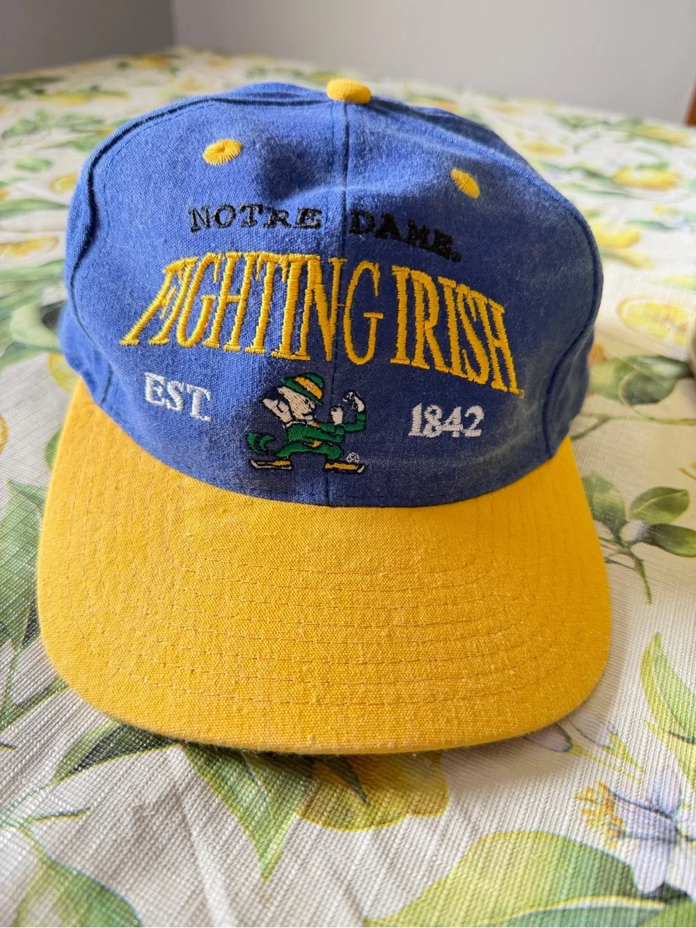 Vintage 90s Fighting Irish Blue and Yellow Baseball Cap